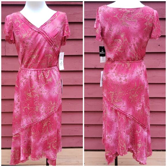 VTG 90s Y2K Paisley Boho 2 Pc Dress Set Flutter Sleeve Top Tiered Skirt Sz 10 - Picture 2 of 8
